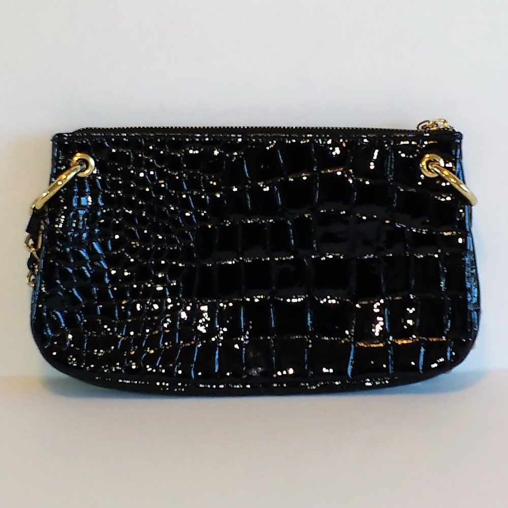 Gianni Bini black faux alligator embossed bag